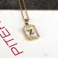 Copper 18K Gold Plated Simple Style Classic Style Plating Inlay Letter Shell Pendant Necklace sku image 26