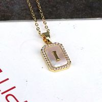 Copper 18K Gold Plated Simple Style Classic Style Plating Inlay Letter Shell Pendant Necklace sku image 9