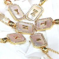 Copper 18K Gold Plated Simple Style Classic Style Plating Inlay Letter Shell Pendant Necklace main image 3