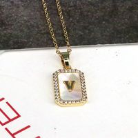 Copper 18K Gold Plated Simple Style Classic Style Plating Inlay Letter Shell Pendant Necklace sku image 22