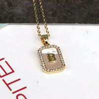 Copper 18K Gold Plated Simple Style Classic Style Plating Inlay Letter Shell Pendant Necklace sku image 2