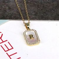 Copper 18K Gold Plated Simple Style Classic Style Plating Inlay Letter Shell Pendant Necklace sku image 18