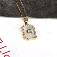 Copper 18K Gold Plated Simple Style Classic Style Plating Inlay Letter Shell Pendant Necklace sku image 7