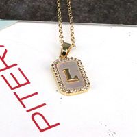 Copper 18K Gold Plated Simple Style Classic Style Plating Inlay Letter Shell Pendant Necklace sku image 12