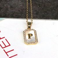 Copper 18K Gold Plated Simple Style Classic Style Plating Inlay Letter Shell Pendant Necklace sku image 16