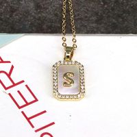 Copper 18K Gold Plated Simple Style Classic Style Plating Inlay Letter Shell Pendant Necklace sku image 19