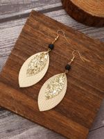 1 Pair Casual Simple Style Commute Leaves Sequins Pu Leather Drop Earrings main image 4