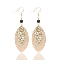 1 Pair Casual Simple Style Commute Leaves Sequins Pu Leather Drop Earrings main image 6