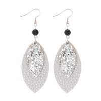 1 Pair Casual Simple Style Commute Leaves Sequins Pu Leather Drop Earrings main image 7