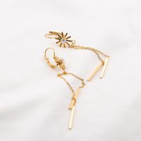 1 Pair IG Style Simple Style Flower Tassel Chain Inlay 304 Stainless Steel Rhinestones 18K Gold Plated Drop Earrings main image 4