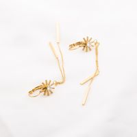 1 Pair IG Style Simple Style Flower Tassel Chain Inlay 304 Stainless Steel Rhinestones 18K Gold Plated Drop Earrings main image 5