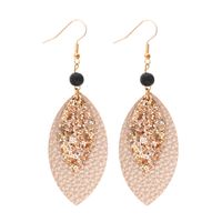 1 Pair Casual Simple Style Commute Leaves Sequins Pu Leather Drop Earrings sku image 3