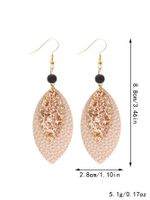 1 Pair Casual Simple Style Commute Leaves Sequins Pu Leather Drop Earrings main image 2