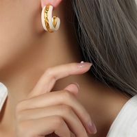 1 Pair Simple Style Classic Style Color Block Plating Titanium Steel 18K Gold Plated Ear Studs main image 5