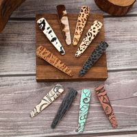 Women's Vintage Style Simple Style Color Block Leather Printing Hair Clip main image 1