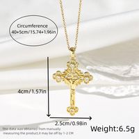 Titanium Steel 18K Gold Plated Simple Style Classic Style Plating Inlay Cross Zircon Pendant Necklace sku image 3