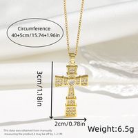 Titanium Steel 18K Gold Plated Simple Style Classic Style Plating Inlay Cross Zircon Pendant Necklace sku image 6