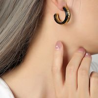1 Pair Simple Style Classic Style Color Block Plating Titanium Steel 18K Gold Plated Ear Studs sku image 2
