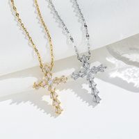 Titanium Steel 18K Gold Plated Simple Style Classic Style Plating Inlay Cross Zircon Pendant Necklace main image 10