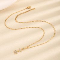 Titanium Steel 18K Gold Plated Simple Style Classic Style Plating Inlay Star Artificial Rhinestones Pendant Necklace main image 2