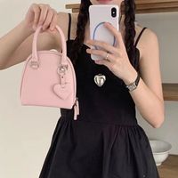 Women's Small Pu Leather Heart Shape Solid Color Streetwear Square Zipper Handbag sku image 3