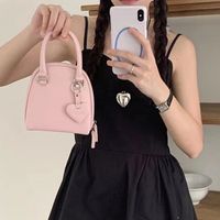 Femmes Petit Faux Cuir Forme De Cœur Couleur Unie Vêtement De Rue Carré Fermeture Éclair Sac À Main sku image 3