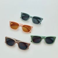 Sweet Solid Color Color Block Resin Square Full Frame Kids Sunglasses main image 2