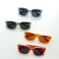Sweet Solid Color Color Block Resin Square Full Frame Kids Sunglasses main image 5