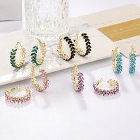 1 Paire Style Simple Style Classique Bloc De Couleur Incruster Alliage Strass Des Boucles D'Oreilles main image 7