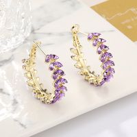 1 Paire Style Simple Style Classique Bloc De Couleur Incruster Alliage Strass Des Boucles D'Oreilles main image 3