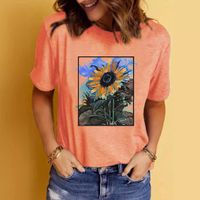 Women's T-shirt Short Sleeve T-Shirts Printing Streetwear Flower main image 7