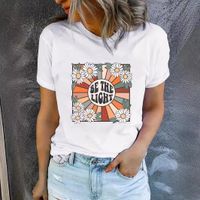 Femmes T-Shirt Manche Courte T-shirts Impression Vêtement De Rue Lettre Fleur main image 7