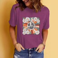 Women's T-shirt Short Sleeve T-Shirts Printing Streetwear Letter Flower main image 8