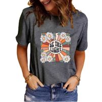 Women's T-shirt Short Sleeve T-Shirts Printing Streetwear Letter Flower main image 9
