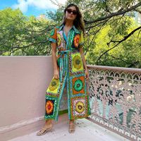 Women's Regular Dress Vacation Turndown Short Sleeve Printing Midi Dress Holiday Daily main image 6