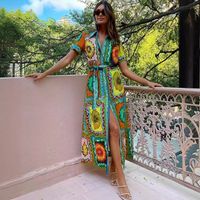 Women's Regular Dress Vacation Turndown Short Sleeve Printing Midi Dress Holiday Daily main image 4