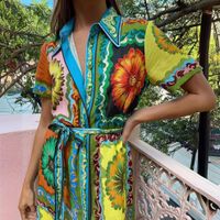 Women's Regular Dress Vacation Turndown Short Sleeve Printing Midi Dress Holiday Daily main image 3