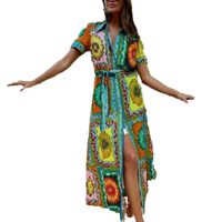 Women's Regular Dress Vacation Turndown Short Sleeve Printing Midi Dress Holiday Daily main image 2