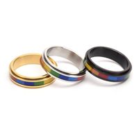 304 Stainless Steel 18K Gold Plated Glam Luxurious Polishing Epoxy Plating Stripe Rings main image 3