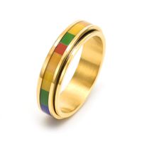 304 Stainless Steel 18K Gold Plated Glam Luxurious Polishing Epoxy Plating Stripe Rings main image 4