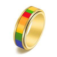 304 Stainless Steel 18K Gold Plated Glam Luxurious Polishing Epoxy Plating Stripe Rings main image 6