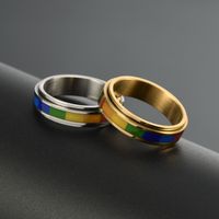 304 Stainless Steel 18K Gold Plated Glam Luxurious Polishing Epoxy Plating Stripe Rings main image 8