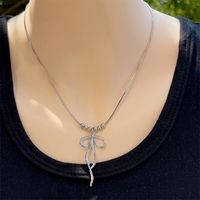 Copper 18K Gold Plated Simple Style Plating Bow Knot Pendant Necklace sku image 2