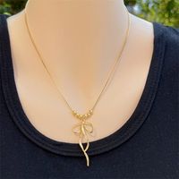 Copper 18K Gold Plated Simple Style Plating Bow Knot Pendant Necklace main image 1