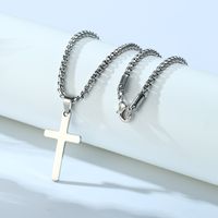 304 Stainless Steel Gold Plated Casual Vintage Style Plating Cross Pendant Necklace main image 3