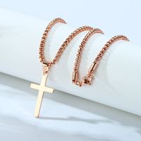 304 Stainless Steel Gold Plated Casual Vintage Style Plating Cross Pendant Necklace main image 1