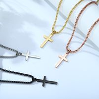304 Stainless Steel Gold Plated Casual Vintage Style Plating Cross Pendant Necklace main image 4