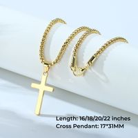 304 Stainless Steel Gold Plated Casual Vintage Style Plating Cross Pendant Necklace main image 2