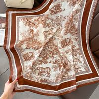 Women's Classical Square Flower Polyester Silk Scarf sku image 3