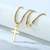 304 Stainless Steel Gold Plated Casual Vintage Style Plating Cross Pendant Necklace sku image 8